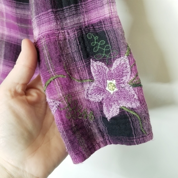 STETSON WOMEN'S AMETHYST OMBRE PLAID SHIRT XS Western Rodeo southwest Cotton - Picture 8 of 12